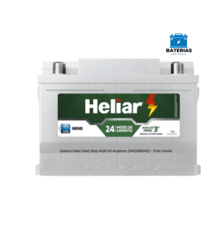 Bateria Helia Start Stop AGM 60 Amperes (HAGM60HD) - Polo Direito