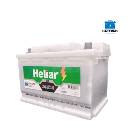 Bateria Heliar Start Stop EFB 72 Amperes (HEFB72PD) - Polo Direito