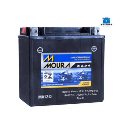 Bateria Moura Moto 12 Amperes (MA12D) - AGM/VRLA - Polo Direito