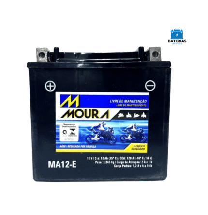 Bateria Moura Moto 12 Amperes (MA12E) - AGM/VRLA - Polo Esquerdo