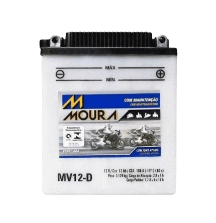 Bateria Moura Moto 12 Amperes (MV12D) - VENTILADA - Polo Direito