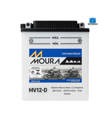 Bateria Moura Moto 12 Amperes (MV12D) - VENTILADA - Polo Direito
