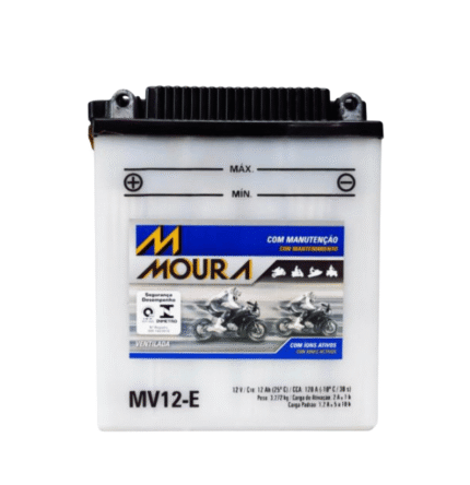 Bateria Moura Moto 12 Amperes (MV12E) - VENTILADA - Polo Esquerdo