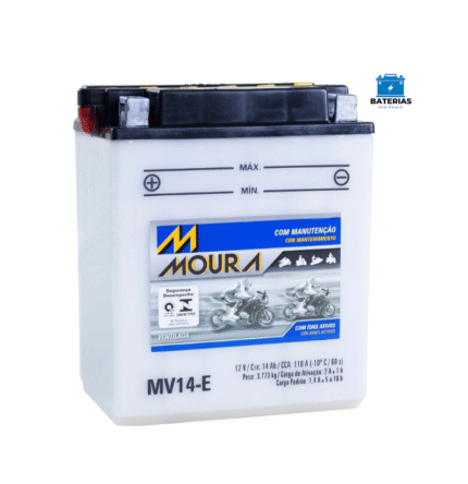 Bateria Moura Moto 14 Amperes (MV14E) - VENTILADA - Polo Esquerdo