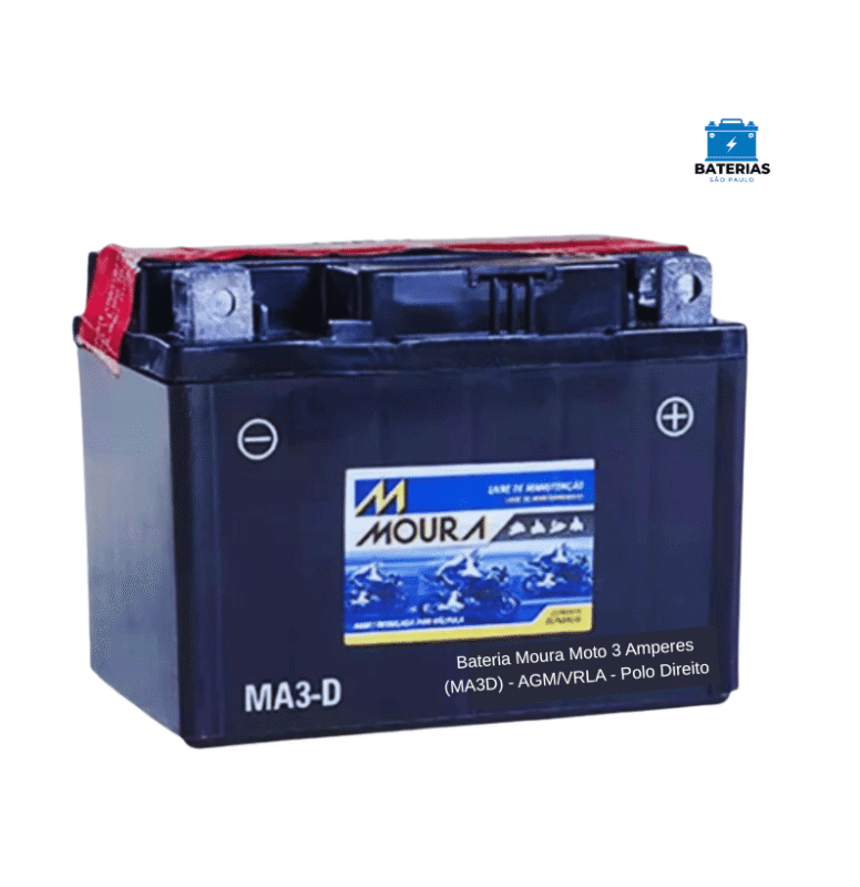 Bateria Moura Moto 3 Amperes (MA3D) - AGM/VRLA - Polo Direito