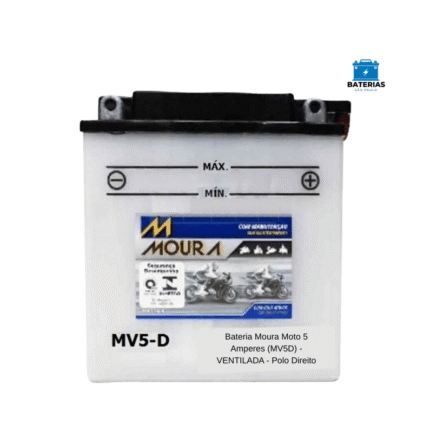 Bateria Moura Moto 5 Amperes (MV5D) - VENTILADA - Polo Direito