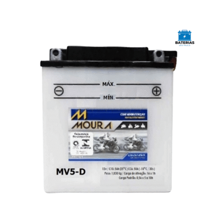 Bateria Moura Moto 5 Amperes (MV5D) - VENTILADA - Polo Direito