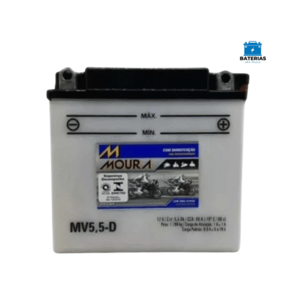 Bateria Moura Moto 5,5 Amperes (MV5,5D) - VENTILADA - Polo Direito