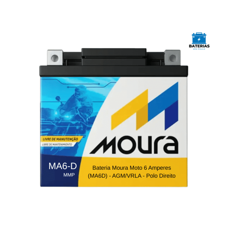 Bateria Moura Moto 6 Amperes (MA6D) - AGM/VRLA - Polo Direito