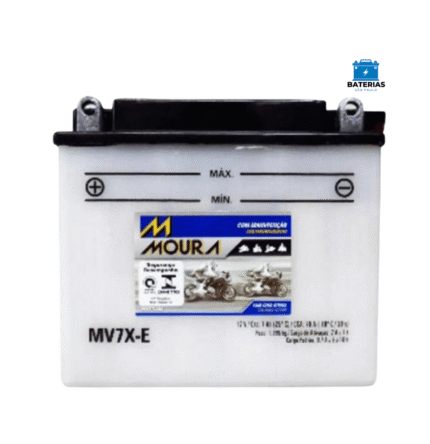 Bateria Moura Moto 7 Amperes (MV7XE) - VENTILADA - Polo Esquerdo