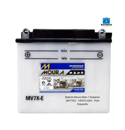Bateria Moura Moto 7 Amperes (MV7XE) - VENTILADA - Polo Esquerdo
