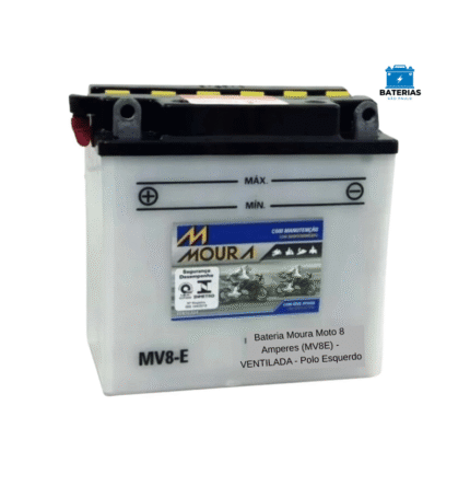 Bateria Moura Moto 8 Amperes (MV8E) - VENTILADA - Polo Esquerdo