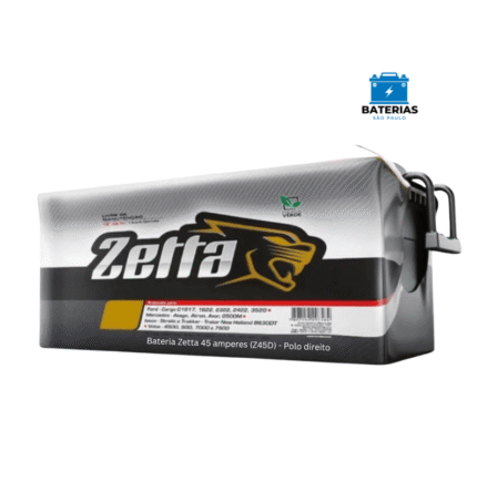 Bateria Zetta 45 amperes (Z45D) - Polo direito