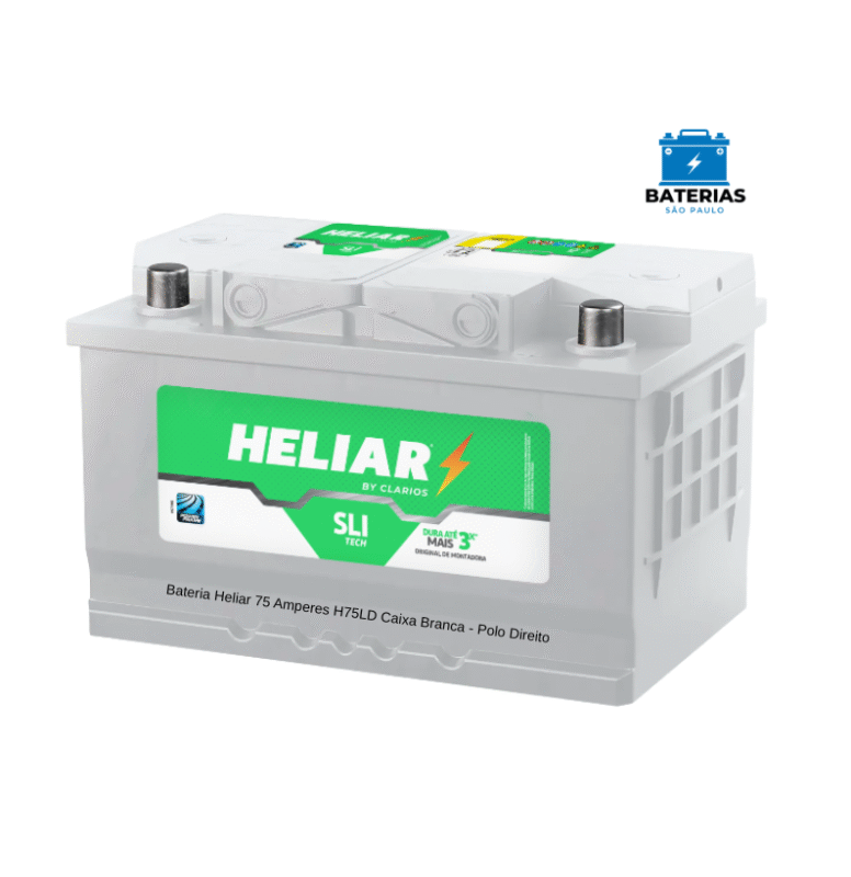 Bateria Heliar 75 Amperes H75LD Caixa Branca - Polo Direito